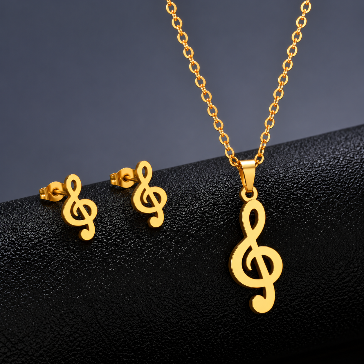 Music Love – Elegantes Notenschlüssel-Schmuckset in Goldfarben