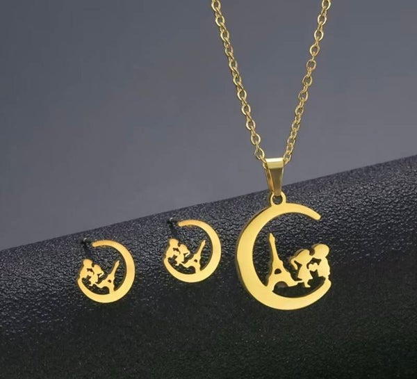 Paris Love – Edelstahl-Schmuckset in Goldfarben
