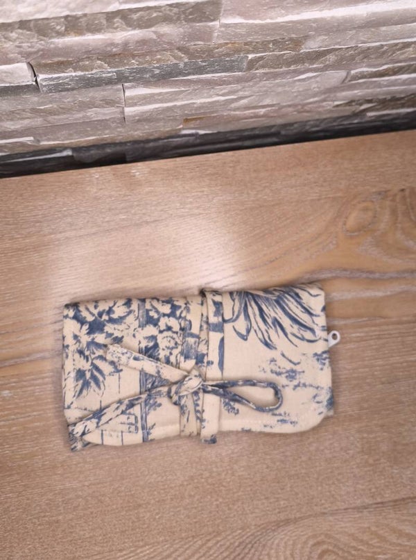 Pochette à Bijoux en toile de Jouy