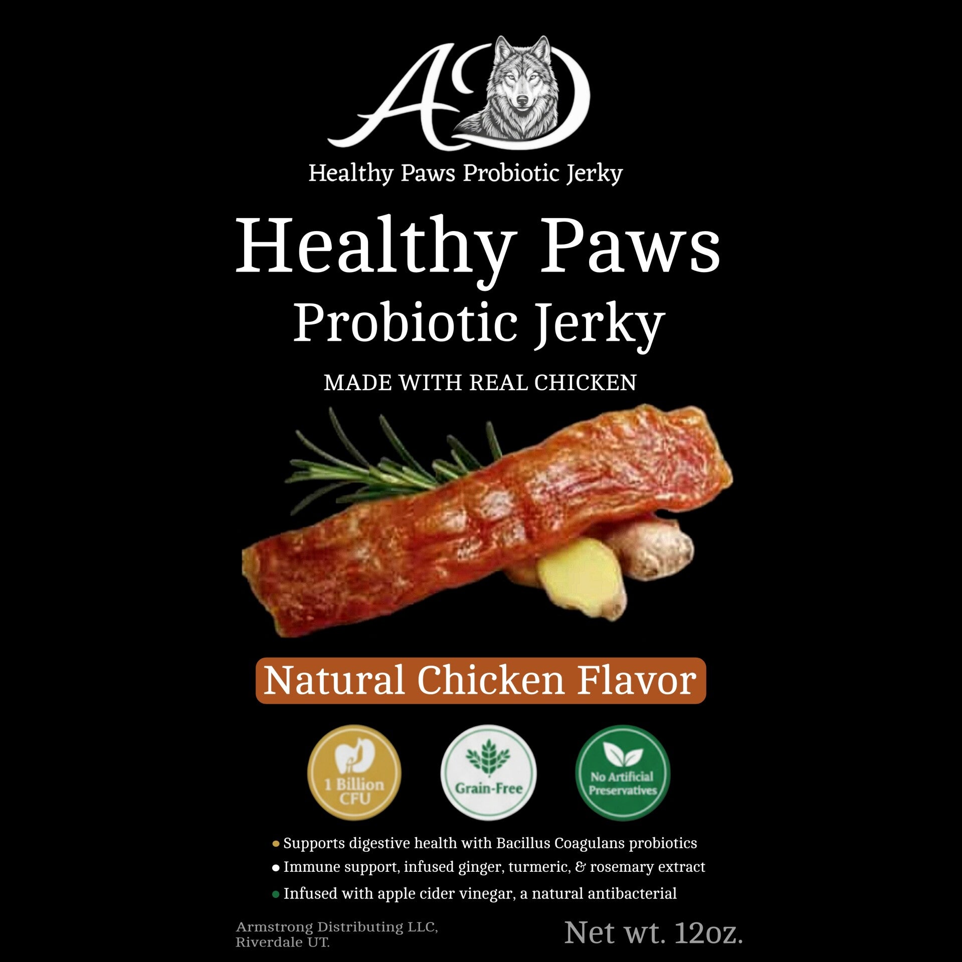 Healthy Paws Probiotic Jerky - Natural Chicken - 12oz