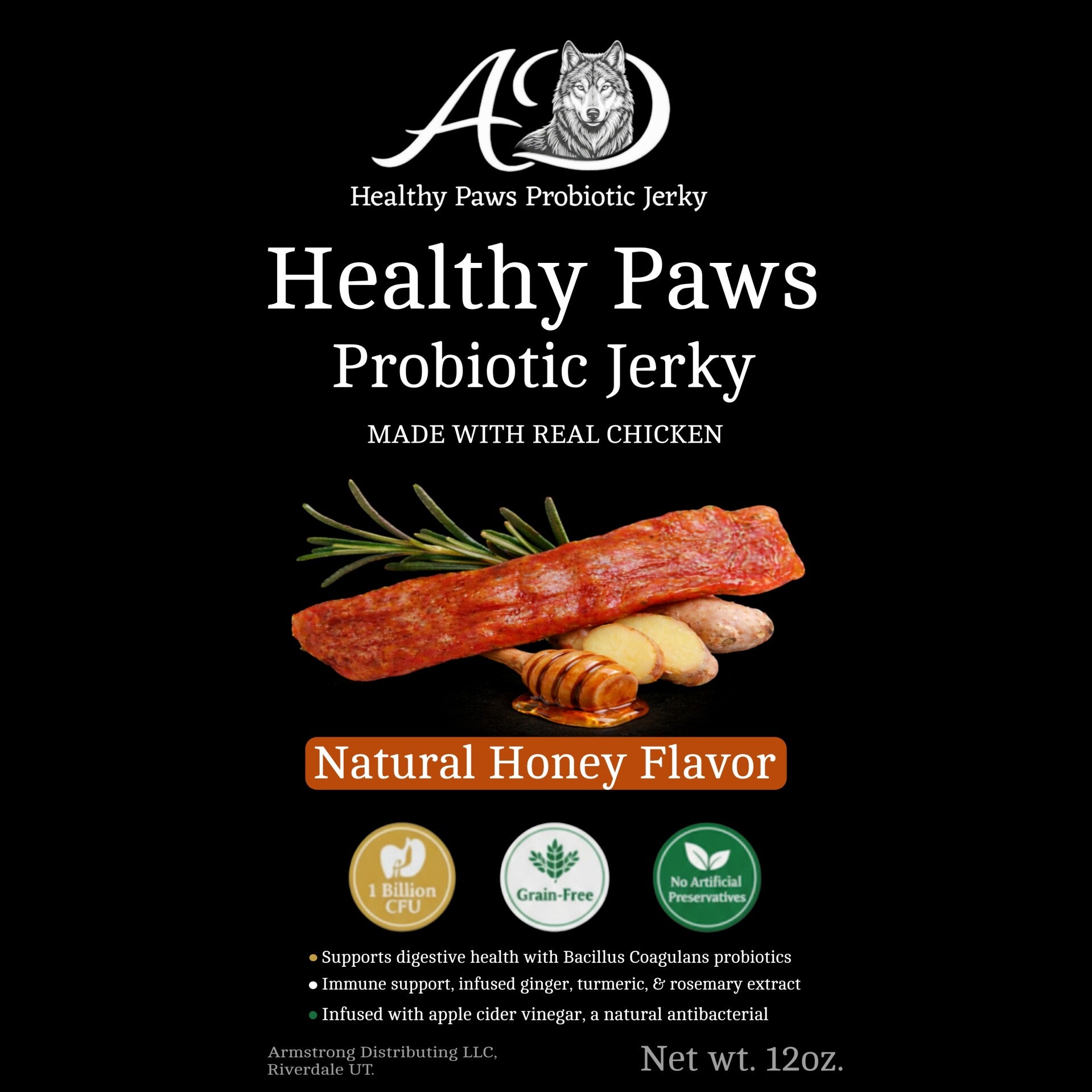 Healthy Paws Probiotic Jerky - Natural Honey - 12oz