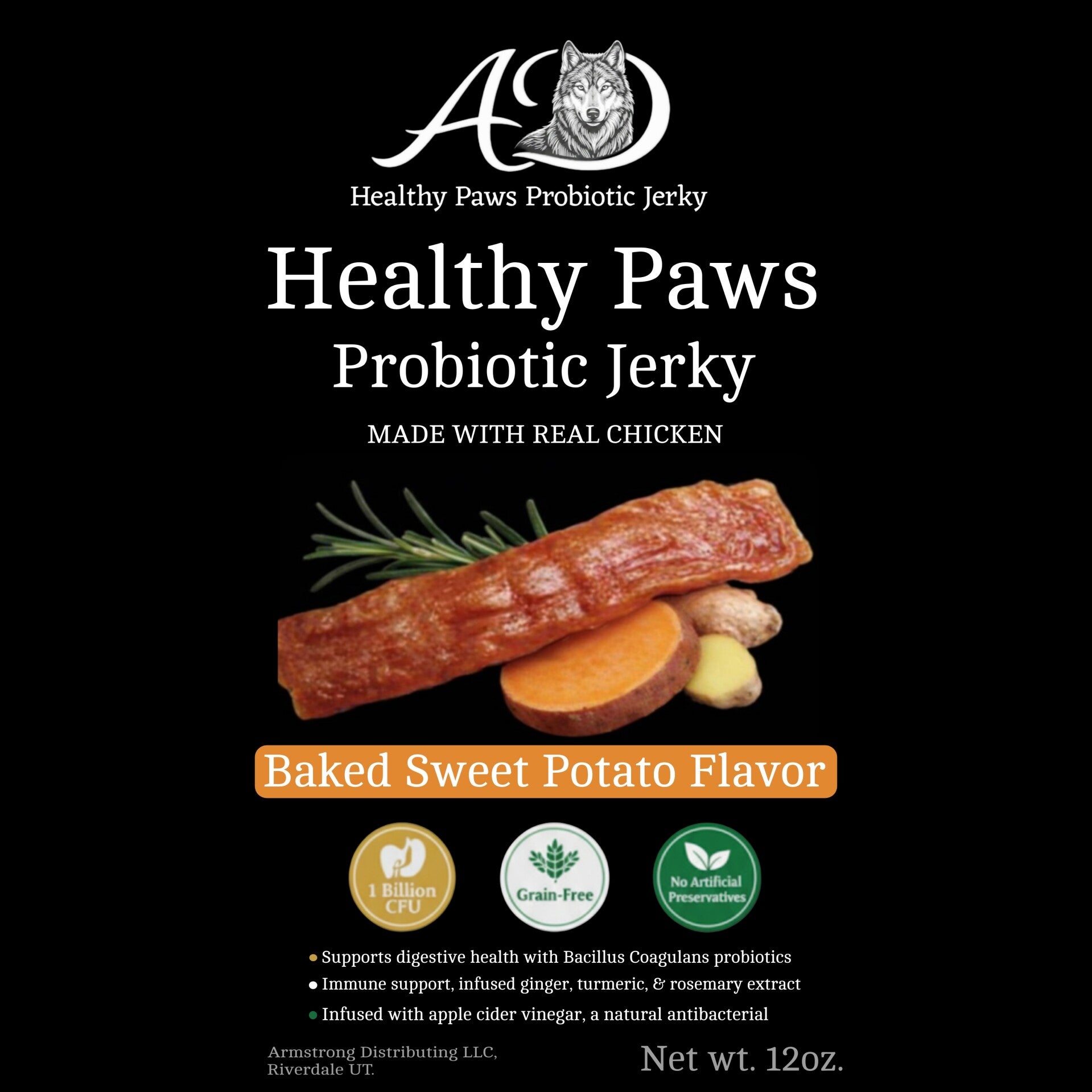 Healthy Paws Probiotic Jerky - Natural Sweet Potato - 12oz