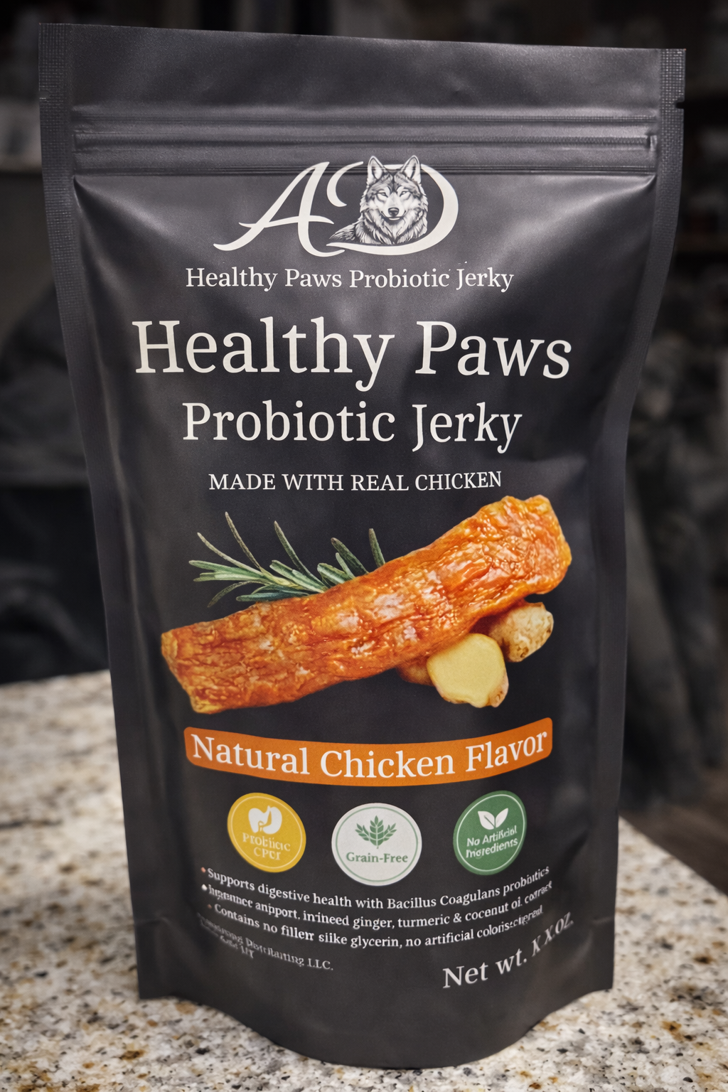 Healthy Paws Probiotic Jerky - Natural Chicken 2.5oz bag