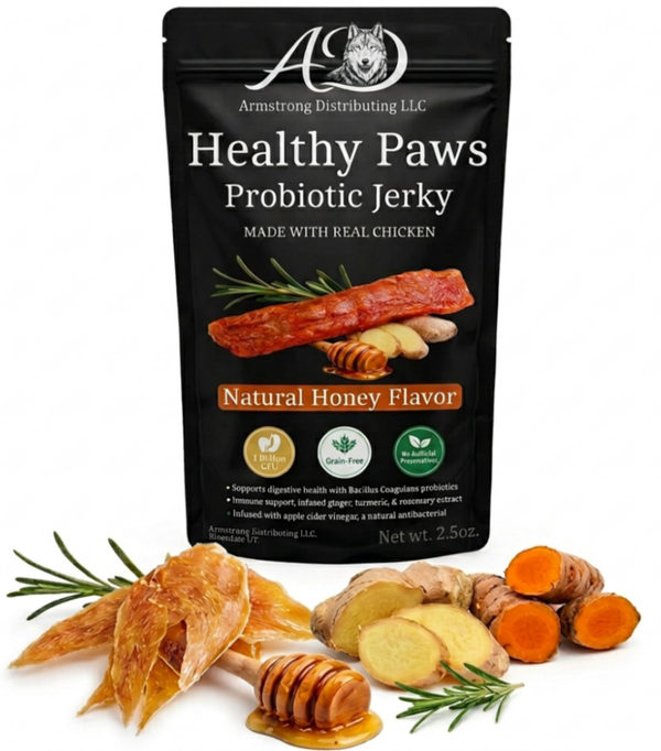 Probiotic Dog Jerky Treats - Honey Glazed Chicken 2.5oz