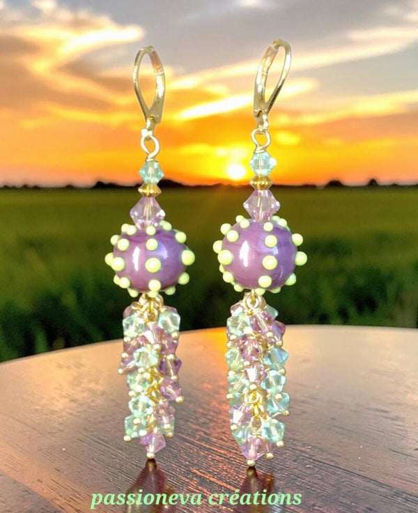Boucles d'oreilles perles en verre filé et swaroski