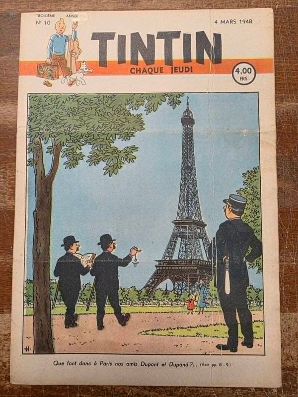 HEBDOMADAIRE TINTIN - TROISIEME ANNEE N°10 - COUVERTURE DE HERGE