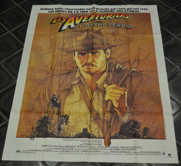 AFFICHE ORIGINALE VINTAGE 120 X 160 - INDIANA JONES - LES AVENTURIERS DE L'ARCHE PERDUE