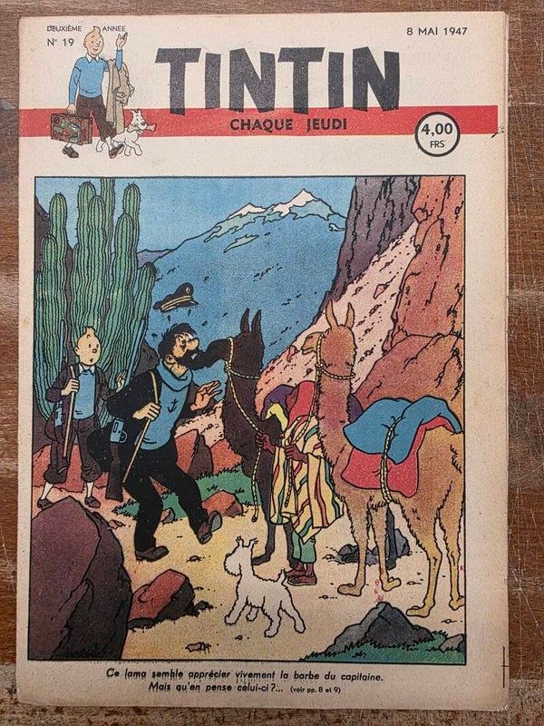 HEBDOMADAIRE TINTIN - 2EME ANNEE - N° 19 - 8 MAI 1947 - COUVERTURE HERGE