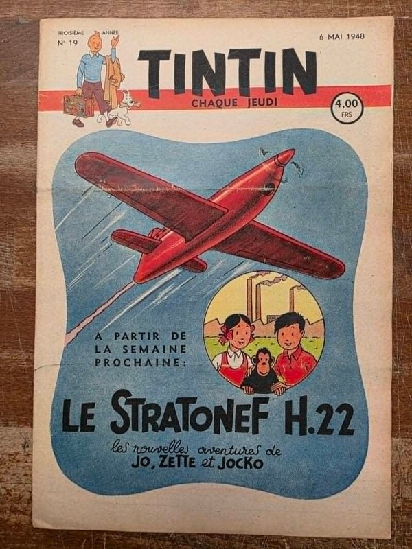 HEBDOMADAIRE TINTIN - 3EME ANNEE - N° 19 - 6 MAI 1948 - COUVERTURE HERGE