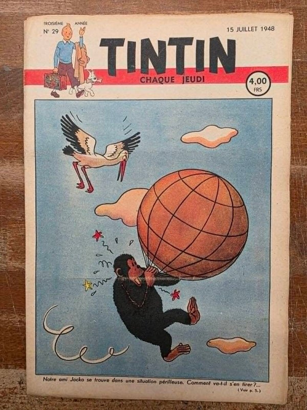 HEBDOMADAIRE TINTIN - 3EME ANNEE - N° 29 - 15 JUILLET 1948 - COUVERTURE HERGE