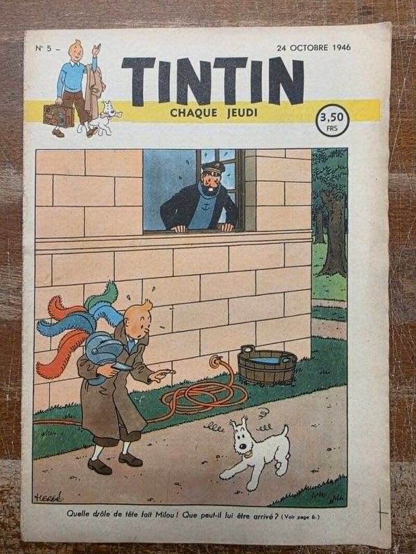 HEBDOMADAIRE TINTIN PREMIERE ANNEE N°5 - COUVERTURE HERGE
