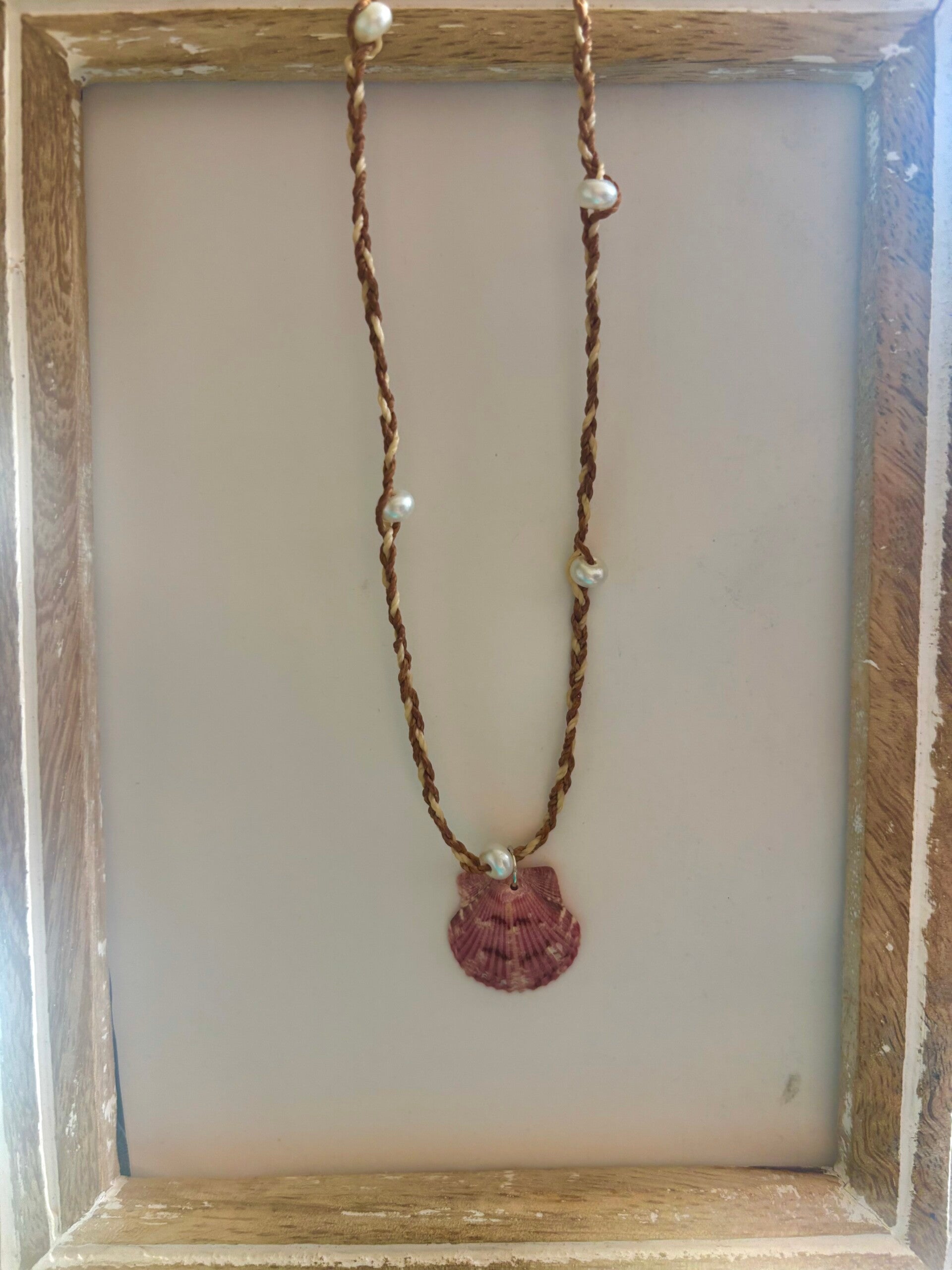 Calico Scallop with faux pearls