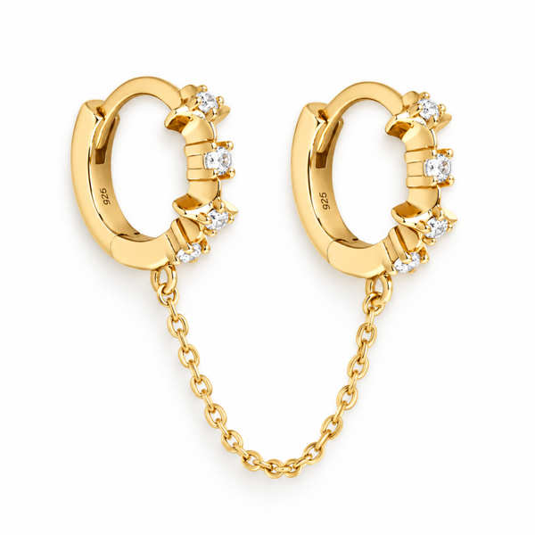 Double Piercing Star Chain Huggies
