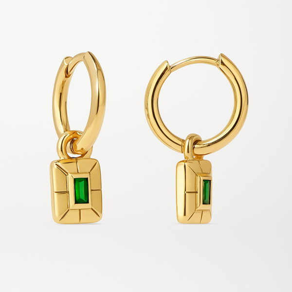 Emerald Plate Huggies