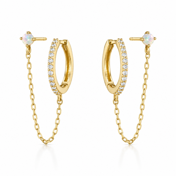 Opal Chain Stud and Hoop Combo