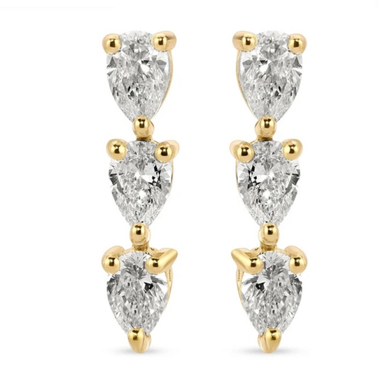 Dainty Diamond Pear Studs