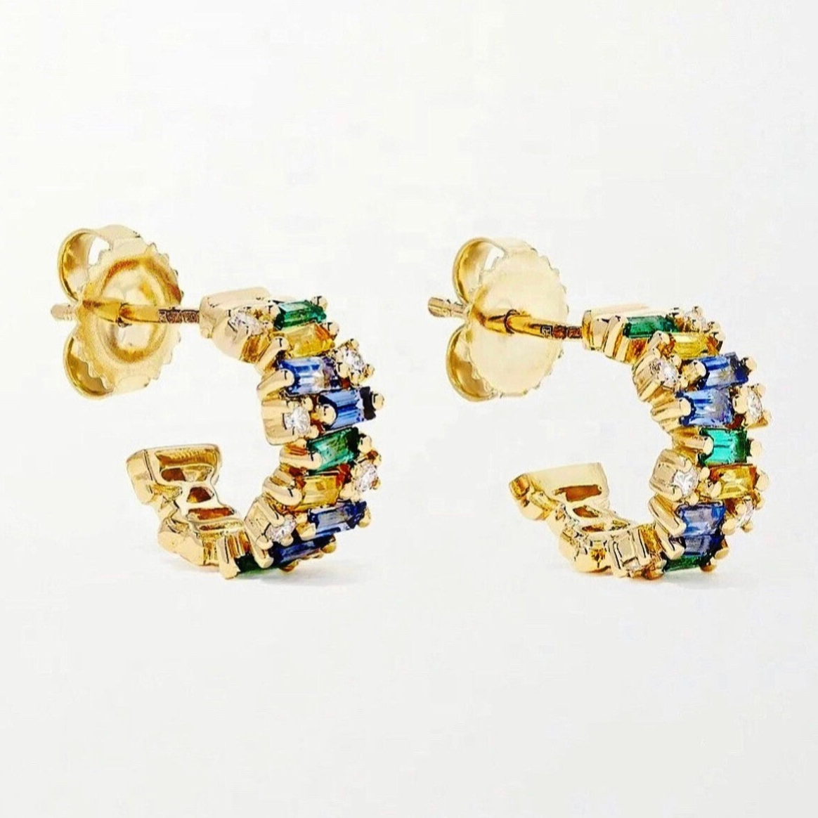 Golden Green Rainbow Hoops