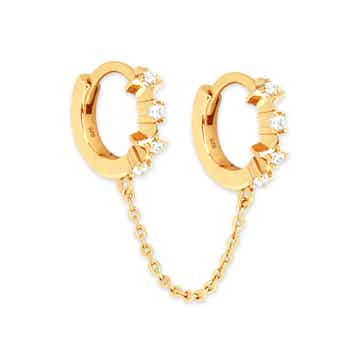 Double Piercing Star Chain Huggies