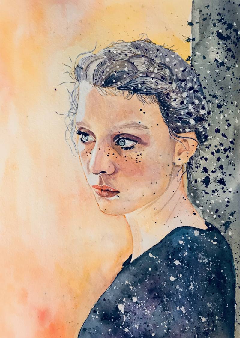 Portrait with watercolor