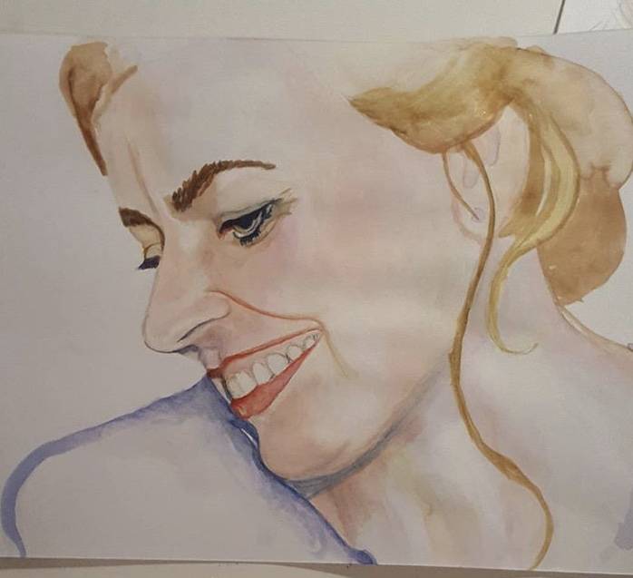 Portrait with watercolor