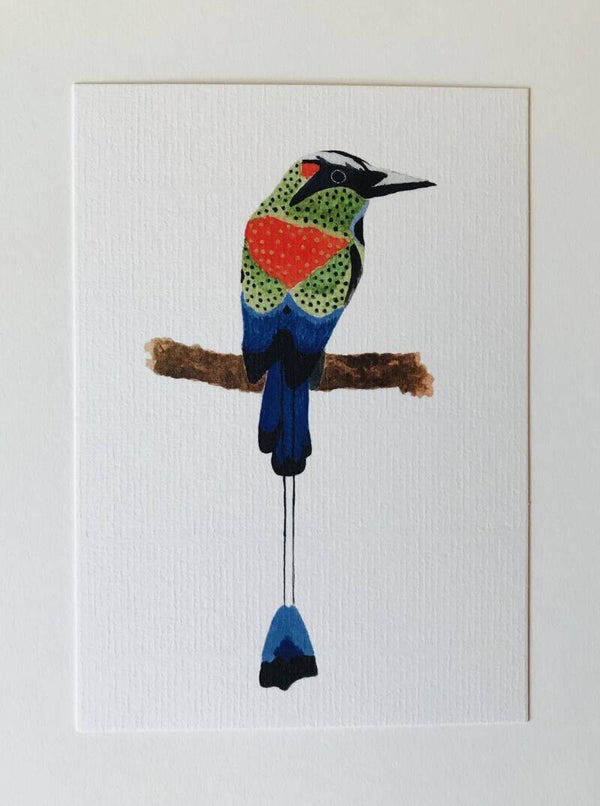 Kaart Paradijsvogel groen/oranje