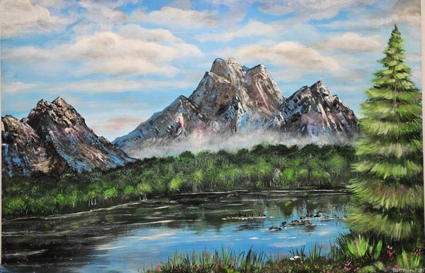 landschapschilderij op paneel
