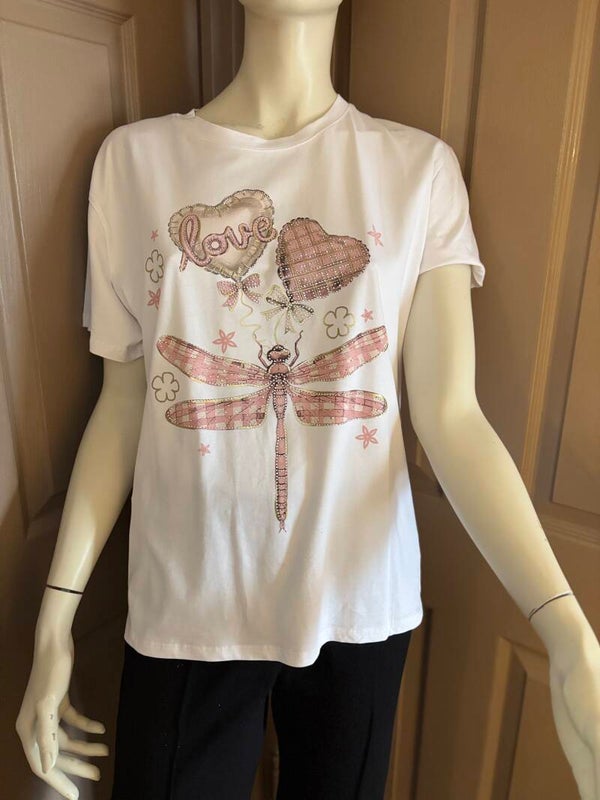 t-shirt dames libelle roze