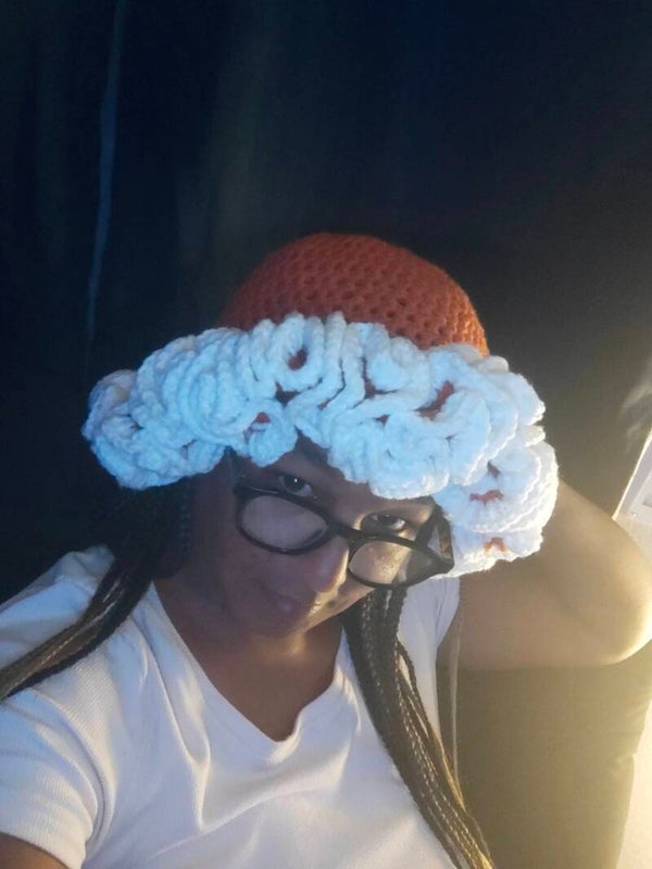 orange and white with ruffles