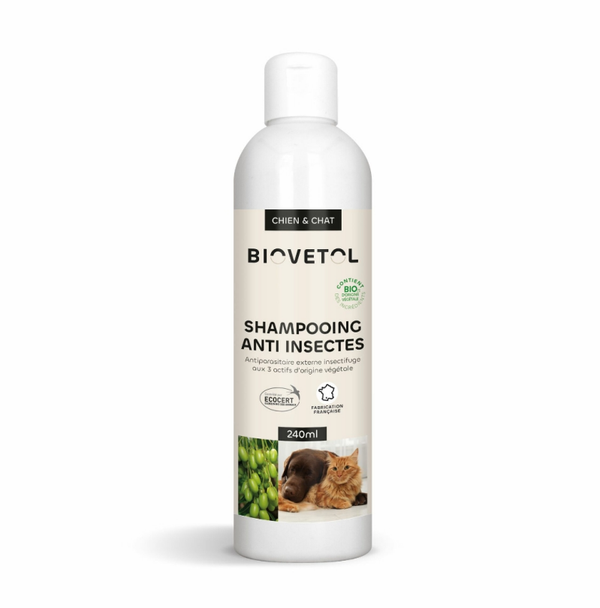 Shampooing anti insectes biovetol