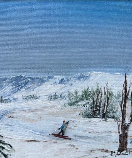 TOILE ACRYLIQUE AVEC COLLAGE FIGURINE