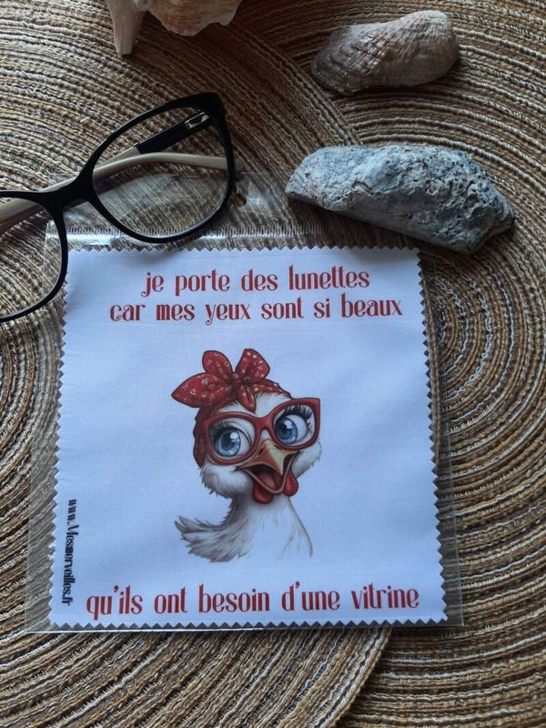 Lingette, chiffon, essuie lunettes micro fibre Mes yeux Poule