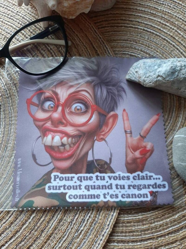 Lingette, chiffon, essuie lunettes micro fibre Humour Fem Dents