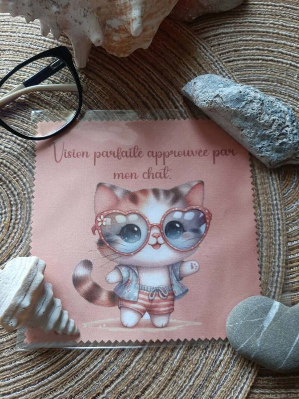 Lingette, chiffon, essuie lunettes micro fibre Animaux Chat