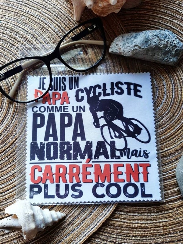 Lingette, chiffon, essuie lunettes micro fibre Papa Cycliste