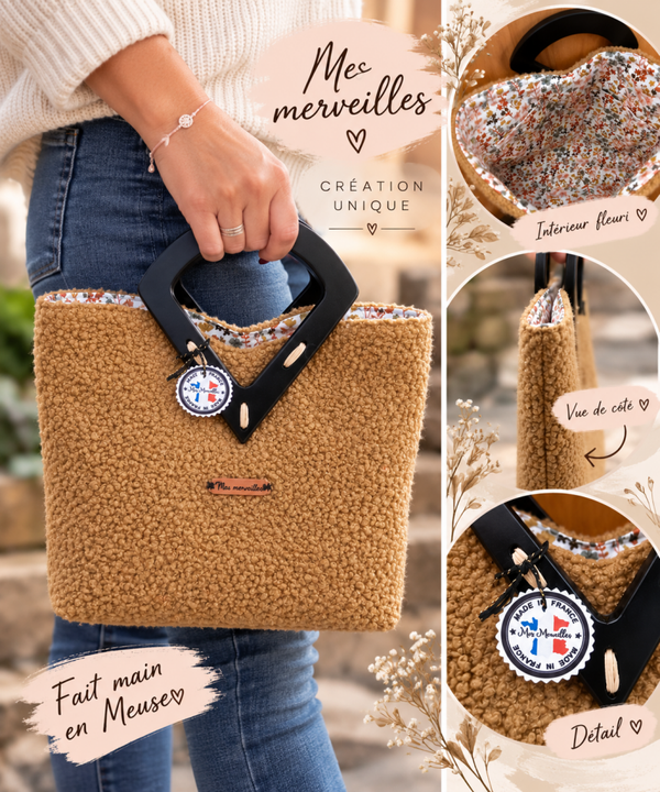 Sac à main « Douceur d'Automne » – Bouclette camel