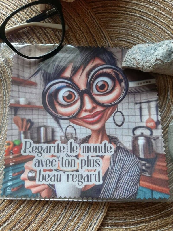 Lingette, chiffon, essuie lunettes micro fibre Humour Fem Yeux