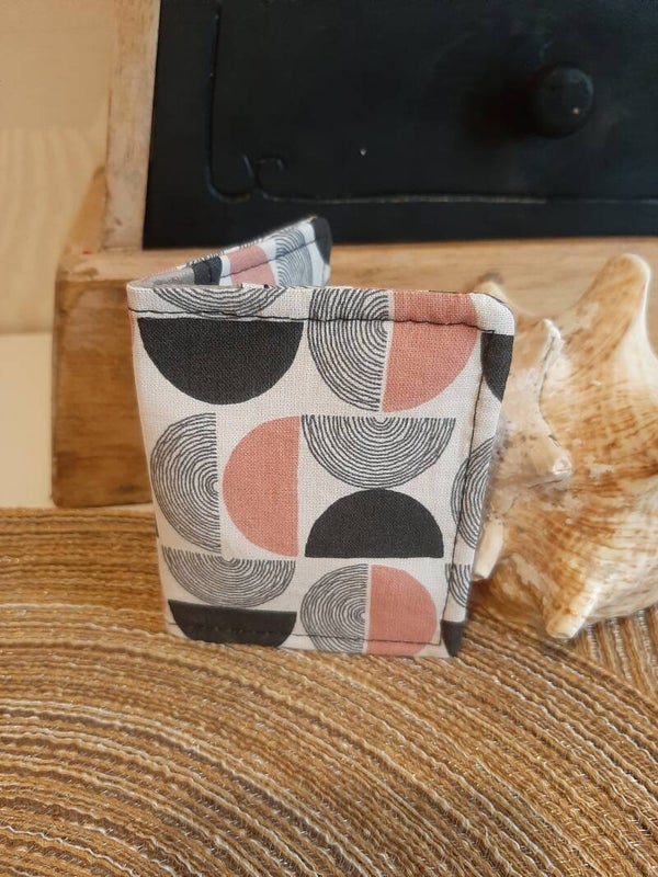 Porte cartes Rose Noir Gris