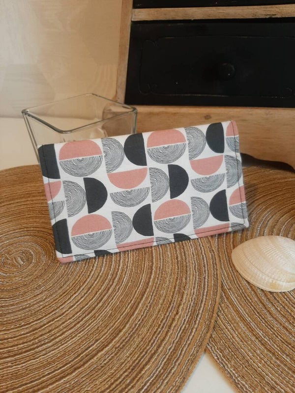 Porte chéquier Rose noir gris