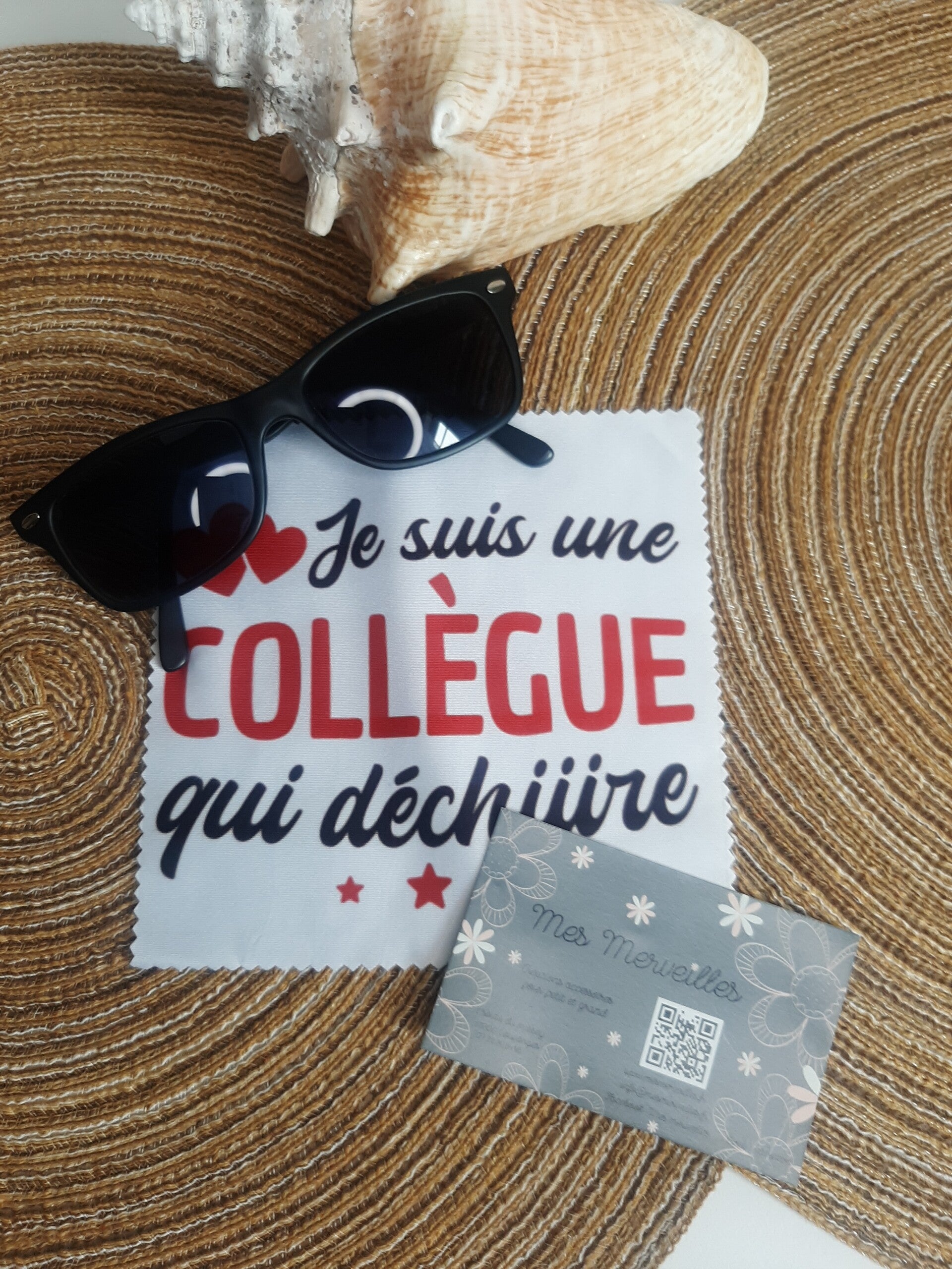 Lingette, chiffon, essuie lunettes micro fibre Collègue coeur rouge