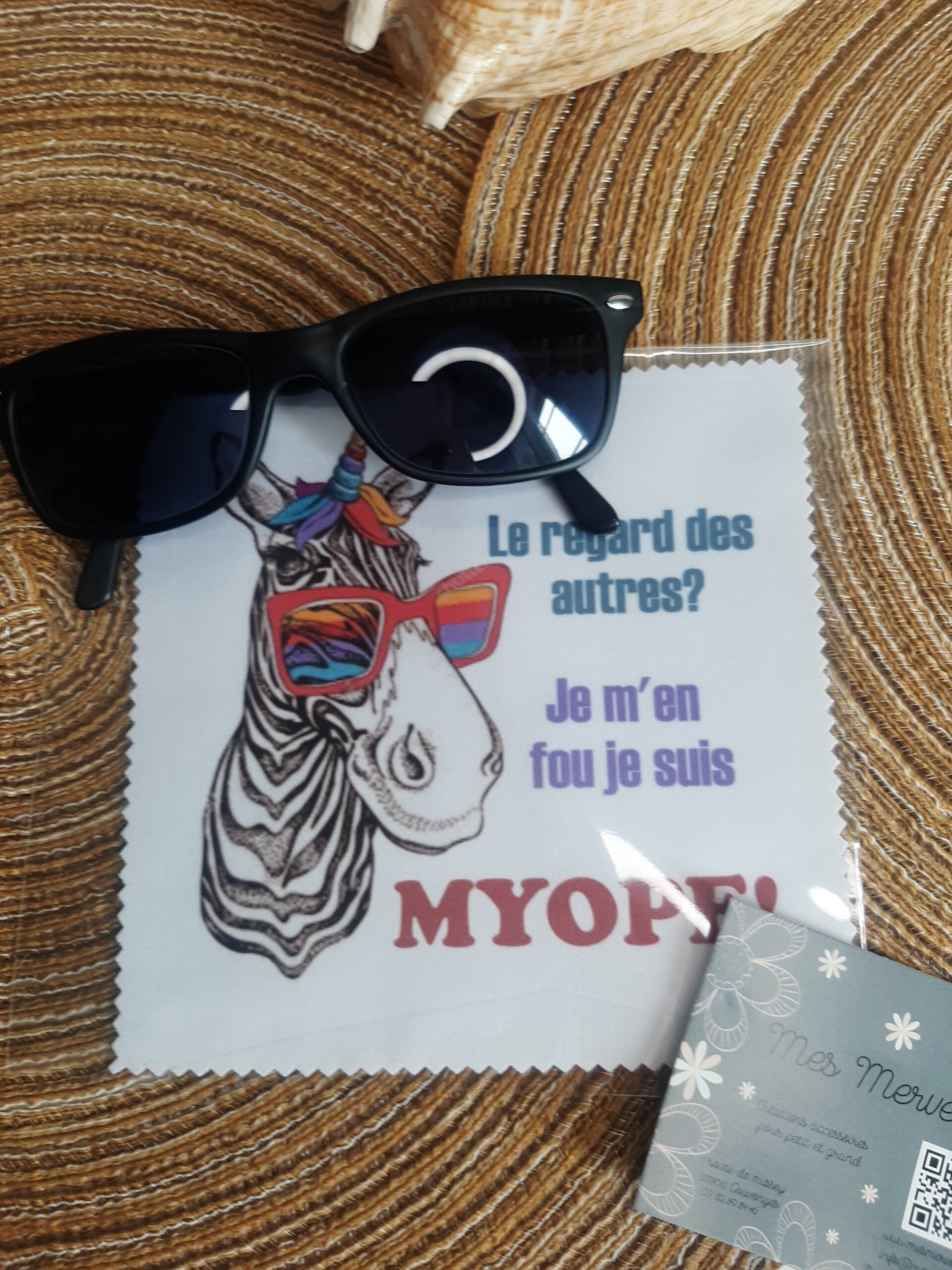 Lingette, chiffon, essuie lunettes micro fibre MYOPE Zèbre