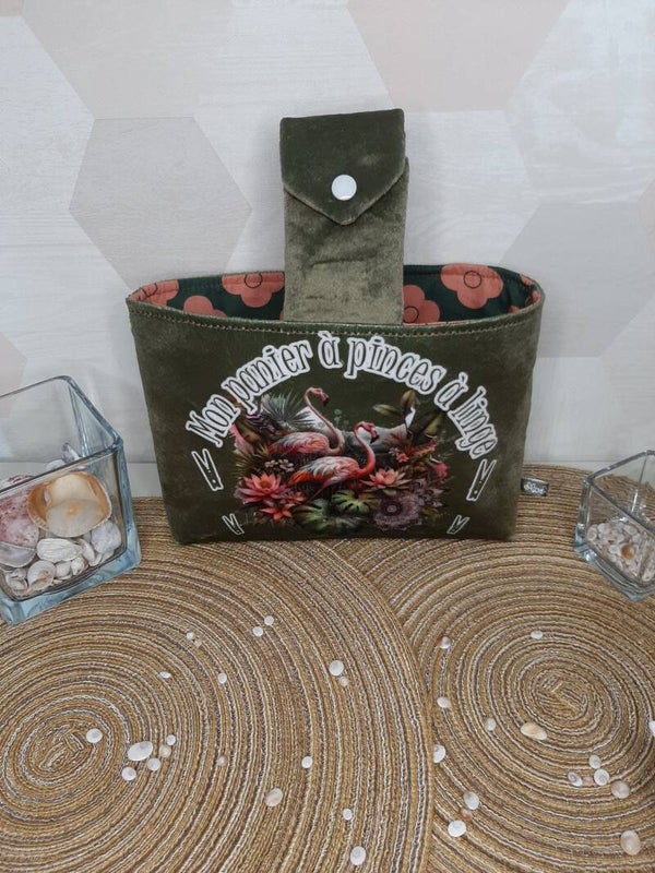 Panier à pinces à linge Flamant rose