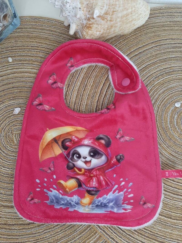 Bavoir bébé "panda fille parapluie "