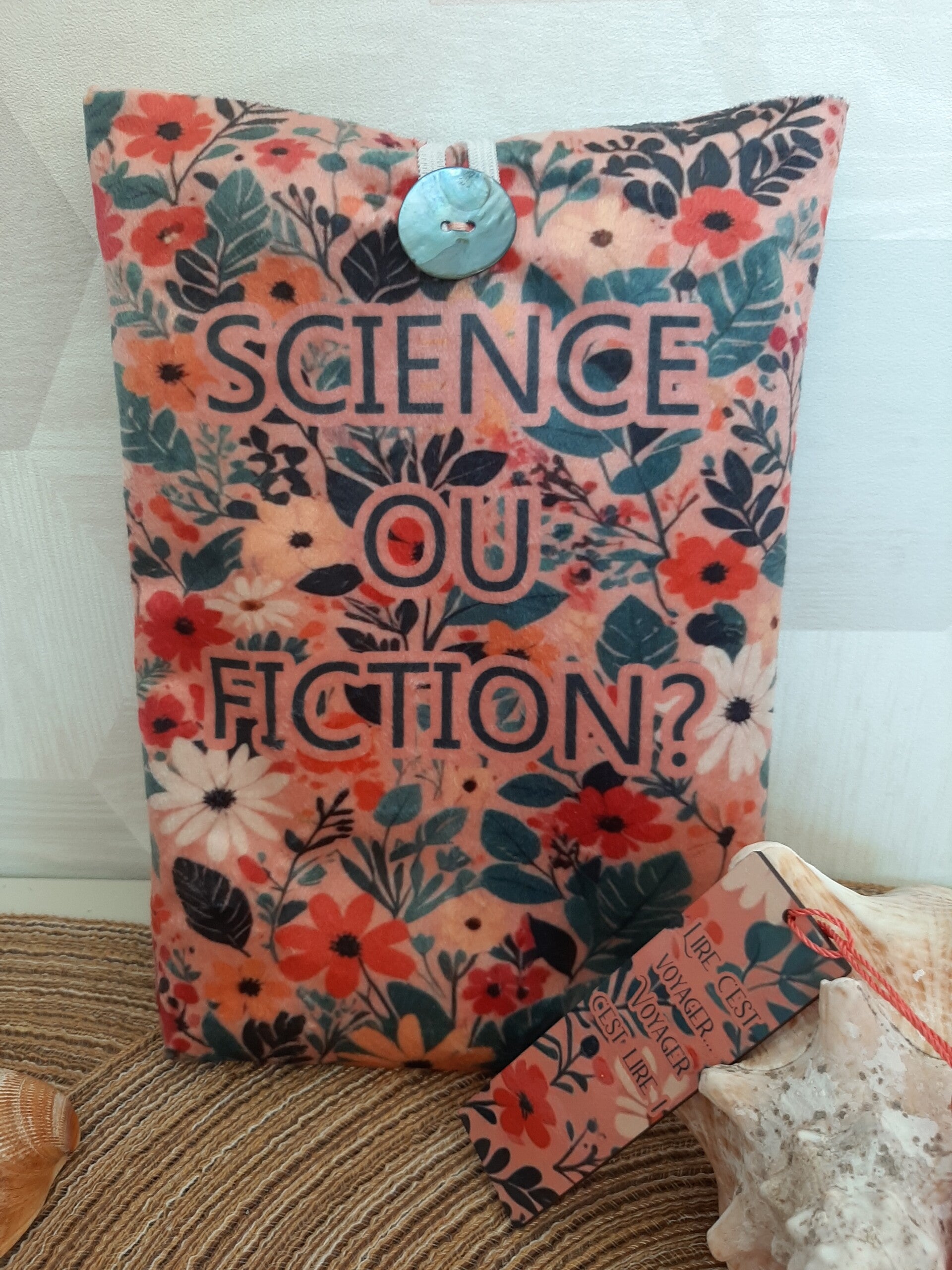 Pochette grand livre + marque page Printemps Bleu