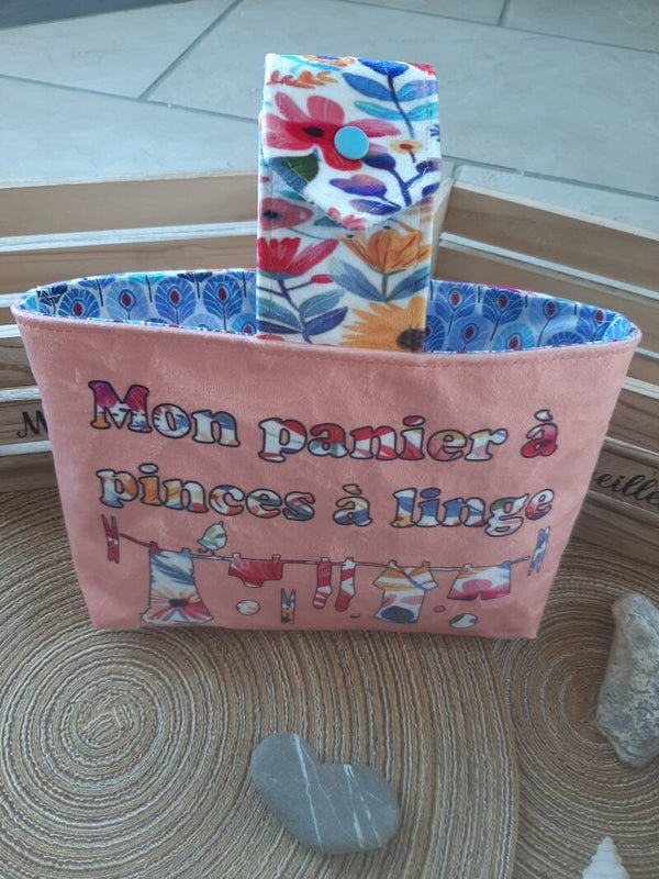 Panier à pinces à linge Fleur Bleu
