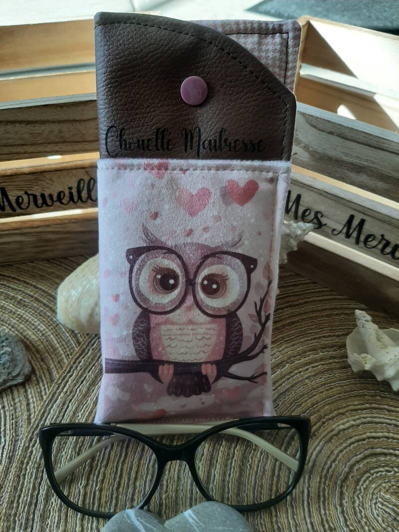*Étui à lunettes "Hibou Chouette Maîtresse"