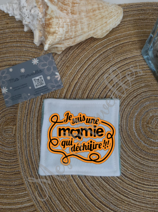 *Lingette démaquillante "  Mamie qui déchiire orange noir  "