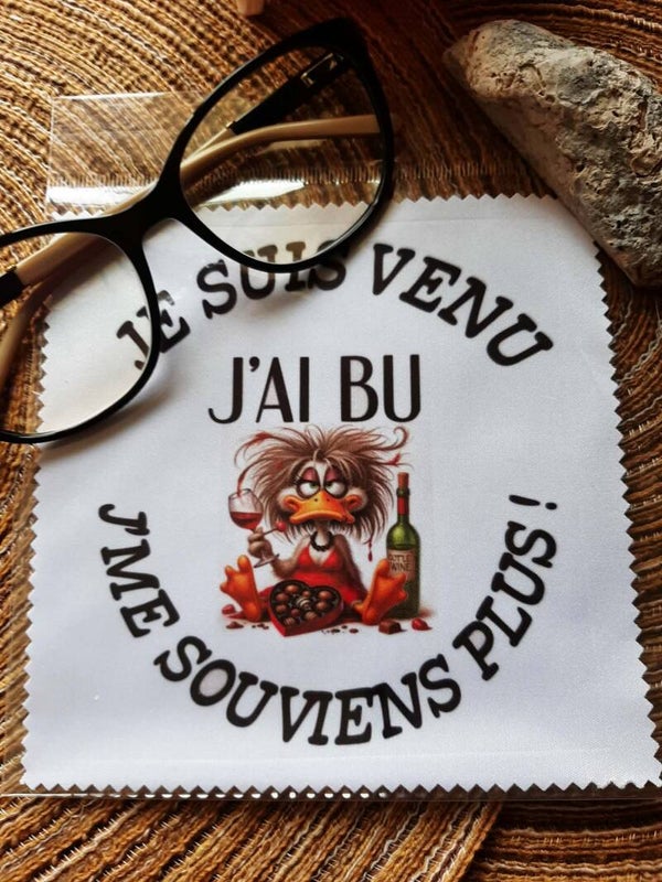 Lingette, chiffon, essuie lunettes micro fibre Humour Fem J'ai BU