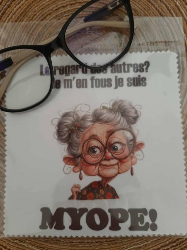 Lingette, chiffon, essuie lunettes micro fibre MYOPE Mamie