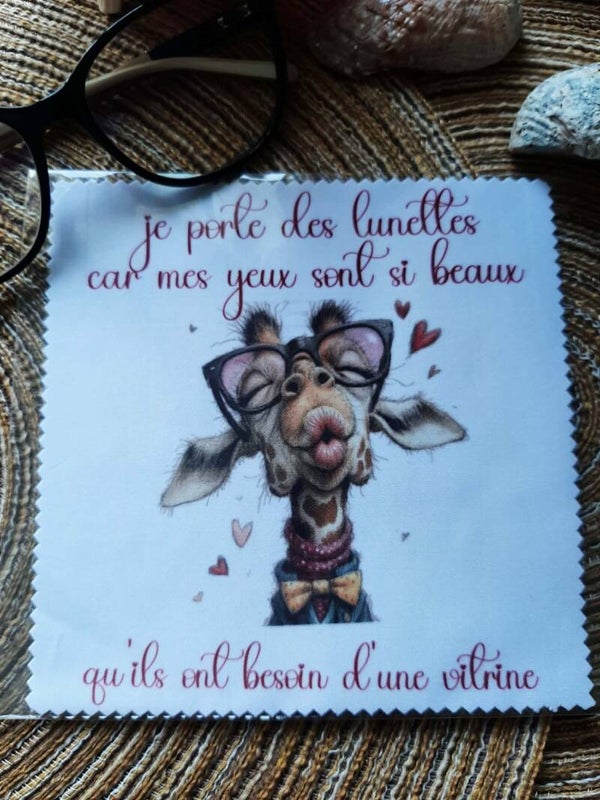Lingette, chiffon, essuie lunettes micro fibre Mes yeux Girafe