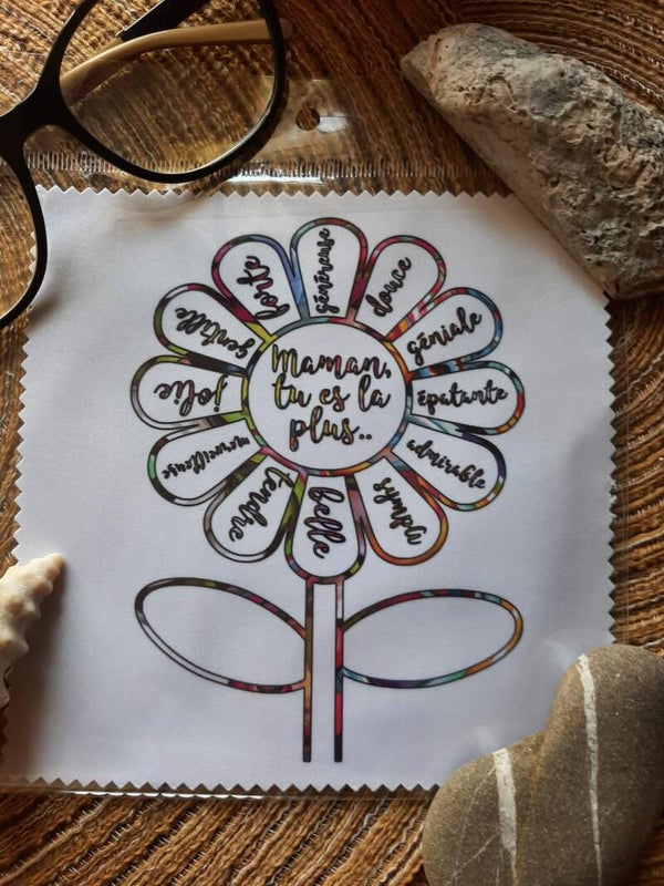 Lingette, chiffon, essuie lunettes micro fibre Maman F message